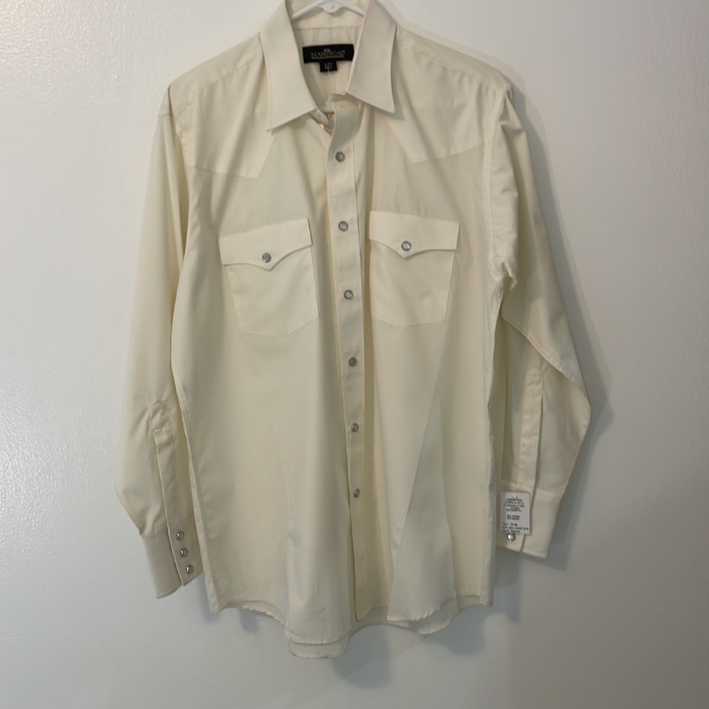 Mariscal 16 33 off white long sleeve pearl snap western dress shirt NWT